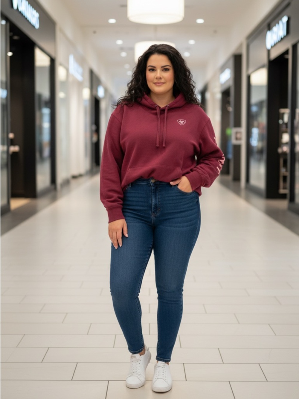 Women's Ariat Burgundy Hoodie Plus 3X with Pink Logo